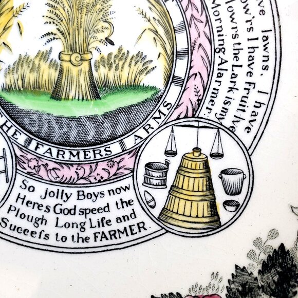 Antique Ceramic Bowl Adams Staffordshire 8" Diameter Farmers Arms Fine China Cot - Picture 2 of 9